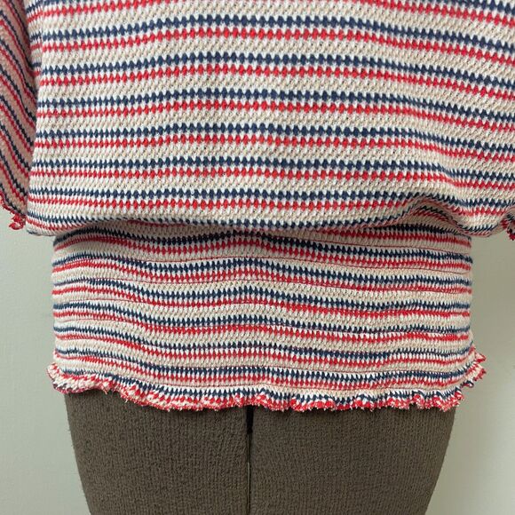 We The Free Bell Sleeve Smock Knit Top Red Blue Sz Medium - Picture 4 of 9